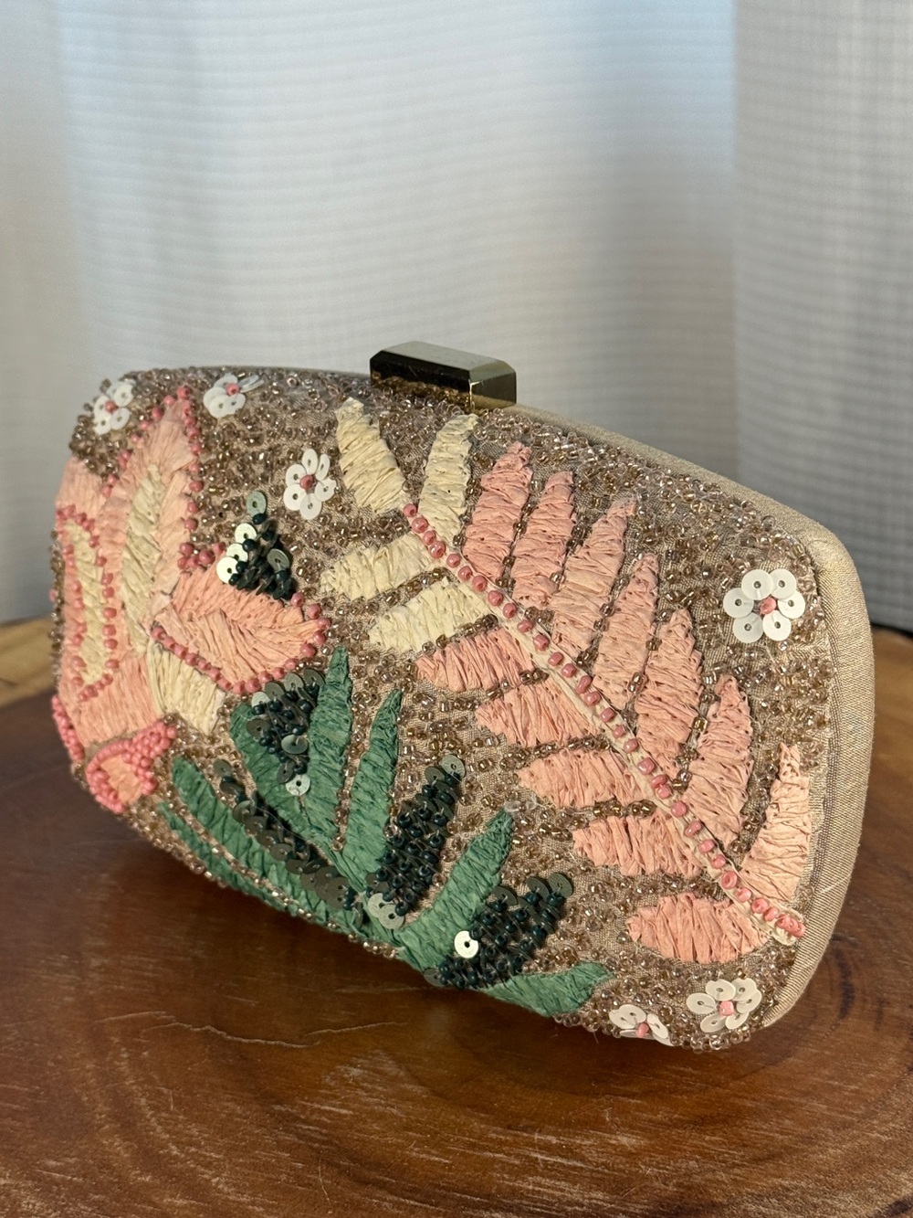 Antik Kraft Beaded Floral Box Clutch Embroidery Wedding Guest Crossbody Bag EUC - Picture 11 of 14